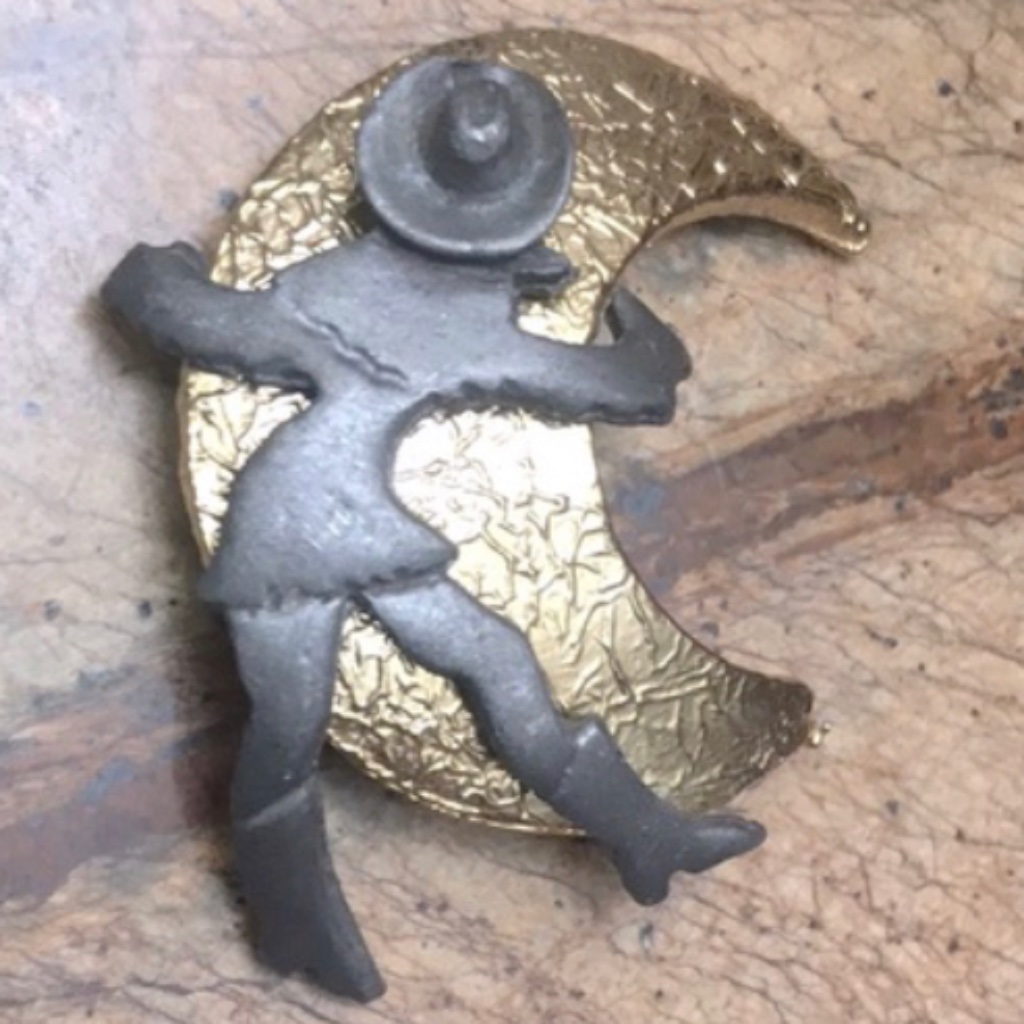 Cowgirl Half Moon Ultra Craft Brooch Vintage